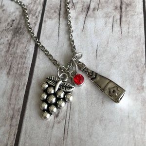 Wine Lovers Necklace ~ Birthstone & Grape Charms